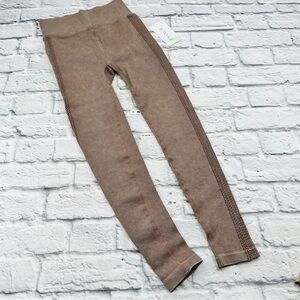 AS Revival leggings Small Mocha Brown Textured Ribbed Athleisure